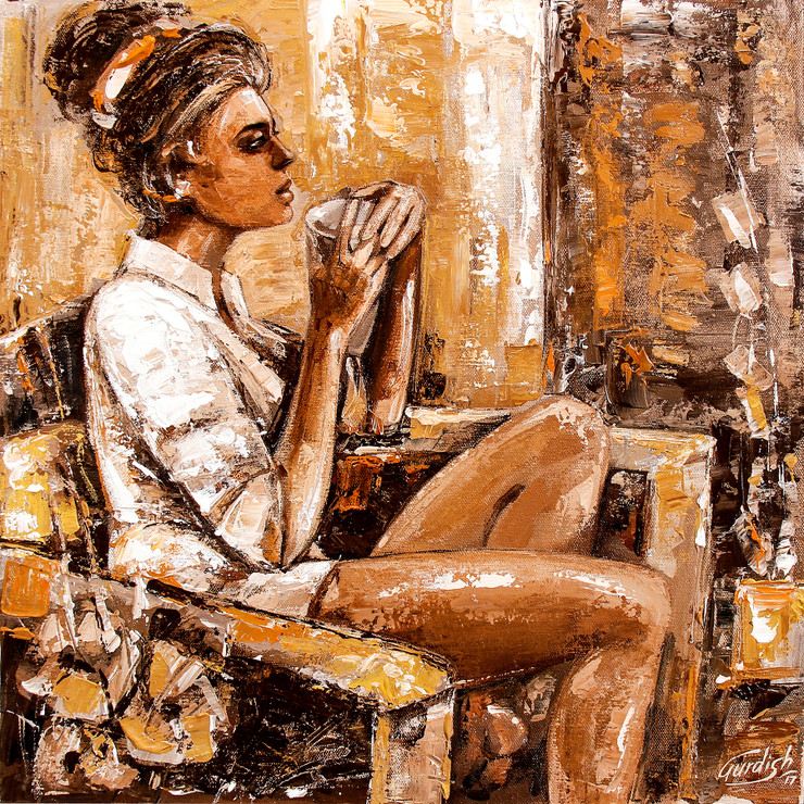 The Disillusioned Love- Figurative Artwork (ART_2571_20216) - Handpainted Art Painting - 18in X 18in