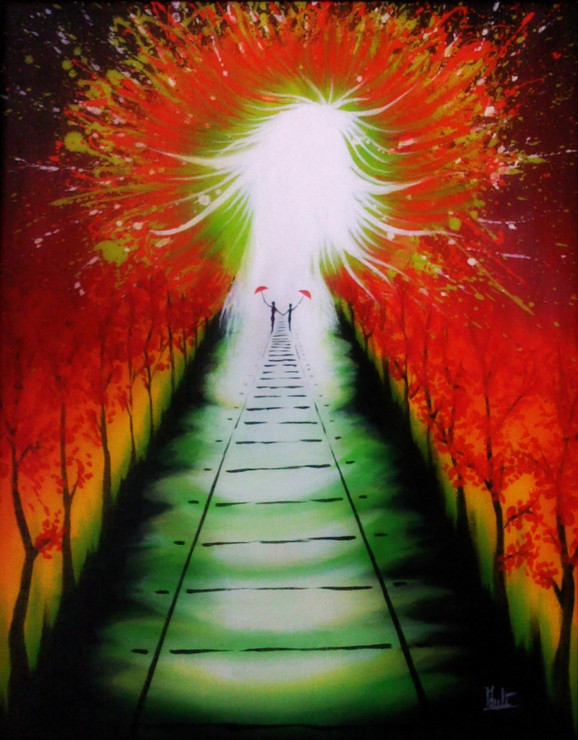 Pathway to Heaven - 16in X 20in,ART_CNSA8_1824,Acrylic Colors,beautiful,Beauty of forest ,Artist Chandramouli Sivanandham,Museum Quality - 100% Handpainted