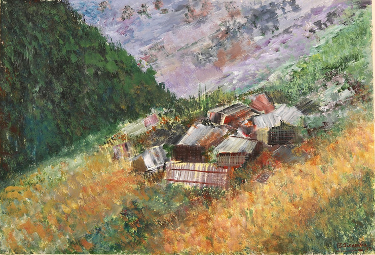 Kashmiri abode (ART_4065_26302) - Handpainted Art Painting - 15in X 11in