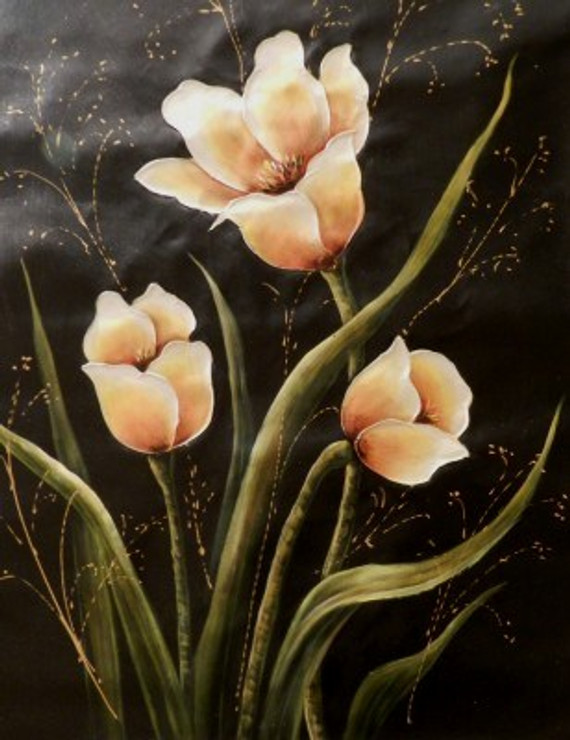 MidnightFlowers - 24in X 36in,MidnightFlowers_2436,Black, Dark Shades,60X90 Size,Flowers, Black Background,Nature Art Canvas Painting Buy canvas art painting online for sale by fizdi.com in India