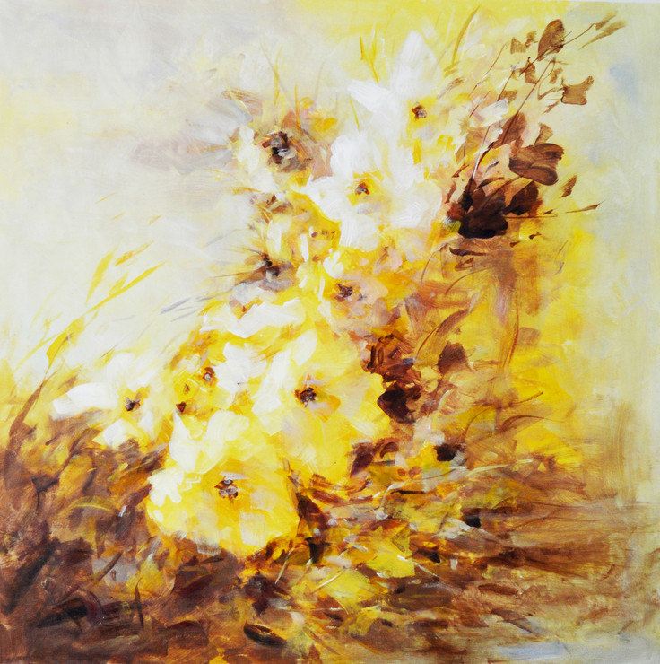 Yellow flower (FR_1523_23832) - Handpainted Art Painting - 24in X 24in