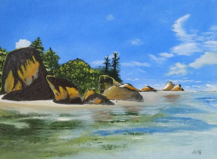 Summer Island (ART_4368_26724) - Handpainted Art Painting - 16in X 12in