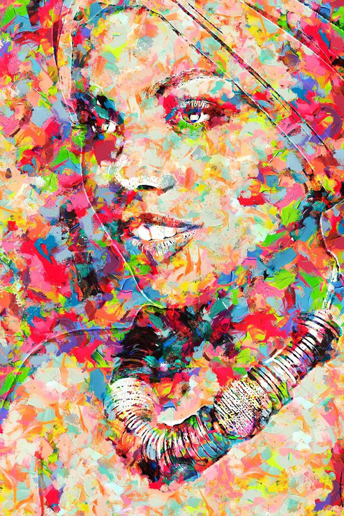 Colourful Afro American Woman (PRT_192) - Canvas Art Print - 21in X 32in