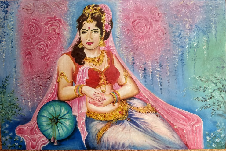 Rajkumari (ART_4397_26892) - Handpainted Art Painting - 48in X 36in