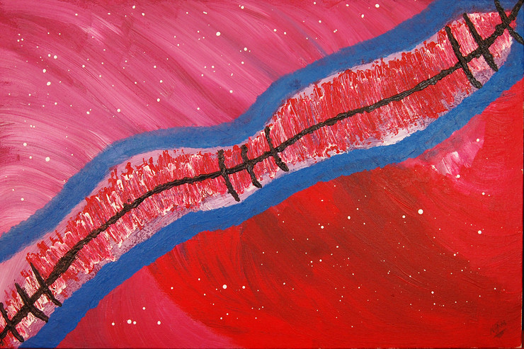 Horizon in Space (ART_4254_27045) - Handpainted Art Painting - 36in X 24in