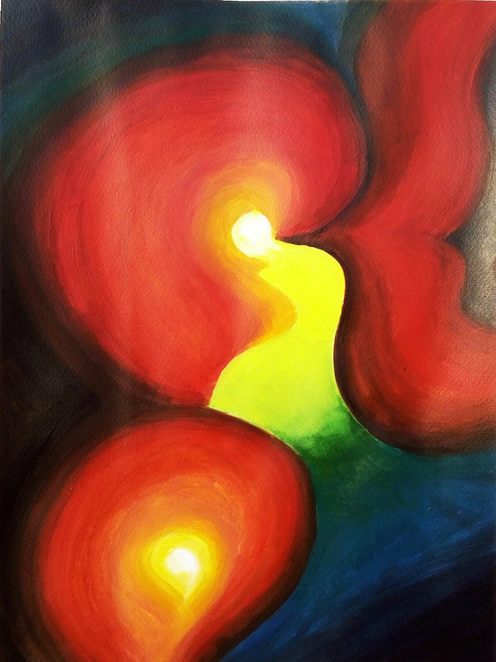Untitled (ART_4505_27445) - Handpainted Art Painting - 12in X 16in