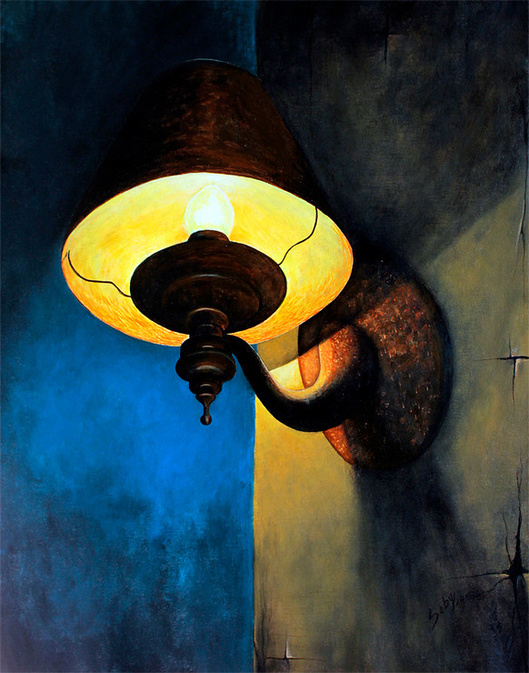 Rusty Lamp (ART_464_11658) - Handpainted Art Painting - 22in X 28in