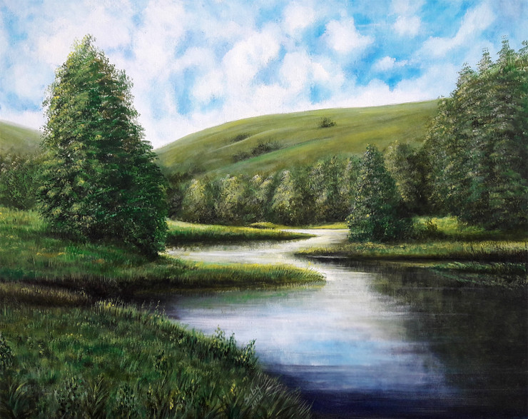 Green (ART_464_19688) - Handpainted Art Painting - 33in X 27in