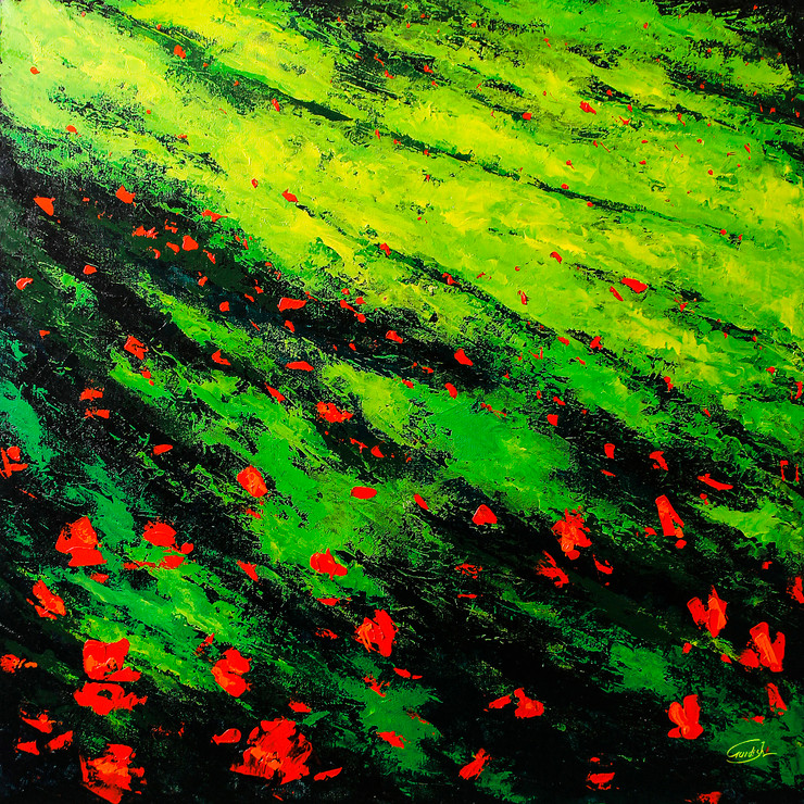 The Beauty Of Beloved Nature (ART_2571_27672) - Handpainted Art Painting - 32in X 32in