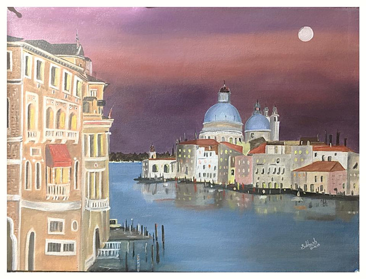 Venice Italy (ART_168_27777) - Handpainted Art Painting - 24in X 20in