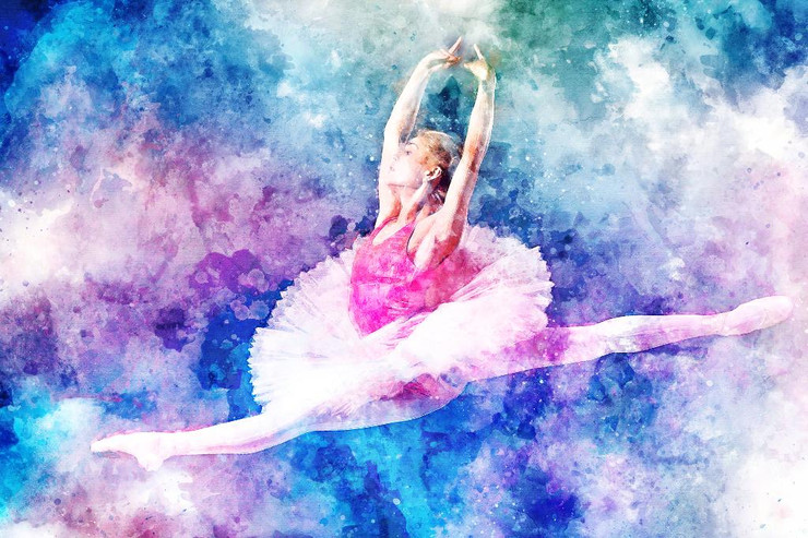 Ballet Dancer In Colours (PRT_422) - Canvas Art Print - 32in X 21in