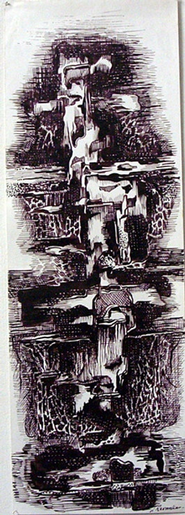 Abstract Series 35 - 07in X 22in,ART_AKRR85_0722,Ink Color,Artist Ashok Revankar,Abstract Art,Abstract Black and White paintings Paintings - Buy painting online in india