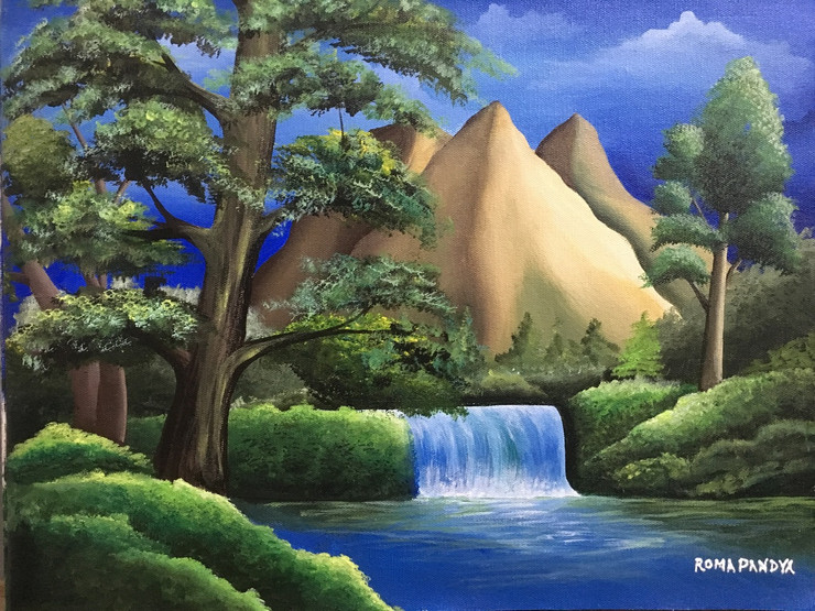 Serenity in nature (ART_4596_28008) - Handpainted Art Painting - 18in X 14in