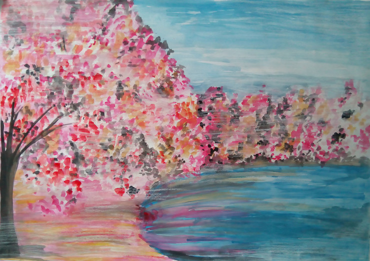 Misty mystry (ART_3984_28413) - Handpainted Art Painting - 27in X 21in