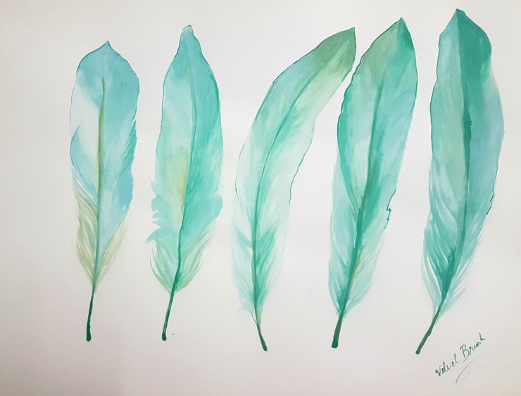 Feathers (ART_3983_28394) - Handpainted Art Painting - 16in X 12in