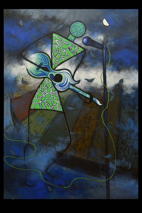 Rockstar (ART_4711_28328) - Handpainted Art Painting - 30in X 42in
