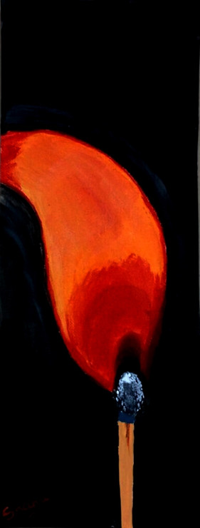 Flames (ART_4672_28316) - Handpainted Art Painting - 4in X 9in