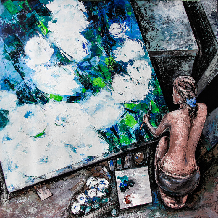 The White Rose (ART_2571_28538) - Handpainted Art Painting - 32in X 32in