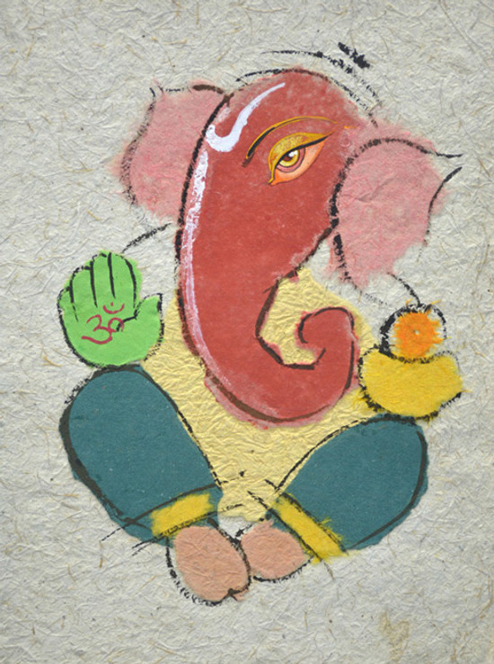 Ganpati-03 (ART_4847_28740) - Handpainted Art Painting - 11in X 18in