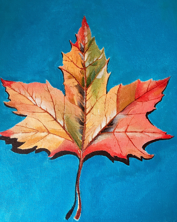 Maple leaf (ART_4857_28869) - Handpainted Art Painting - 10in X 12in