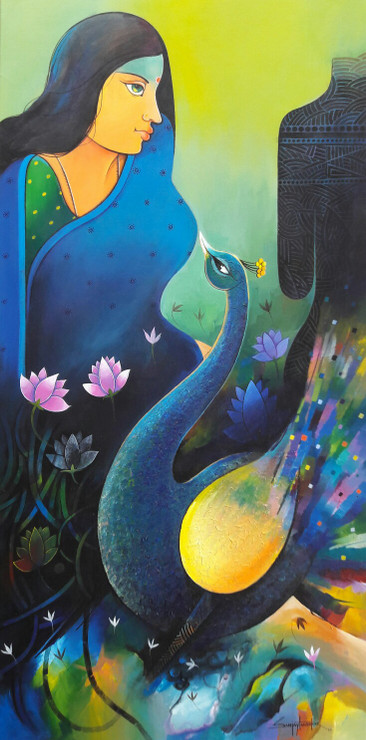 Be Happy (ART_3298_29132) - Handpainted Art Painting - 24in X 48in