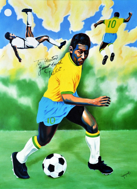 Pele by Hector Monroy (ART_4916_28931) - Handpainted Art Painting - 30in X 40in