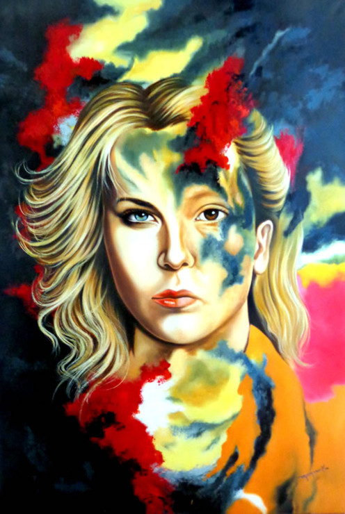 Charlize Theron by Hector Monroy (ART_4916_28925) - Handpainted Art Painting - 27in X 40in
