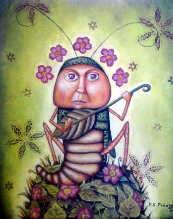 The Cricket by Ricardo Salazar (ART_4916_29390) - Handpainted Art Painting - 16in X 20in