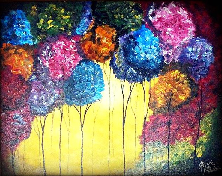 Blossom (ART_4929_29570) - Handpainted Art Painting - 12in X 17in