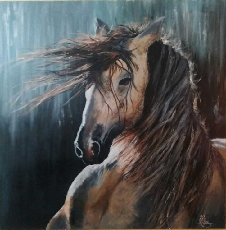 Stallion (ART_5052_29497) - Handpainted Art Painting - 30in X 30in