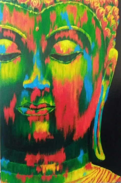 Lord Buddha 2 (ART_5052_29496) - Handpainted Art Painting - 24in X 36in