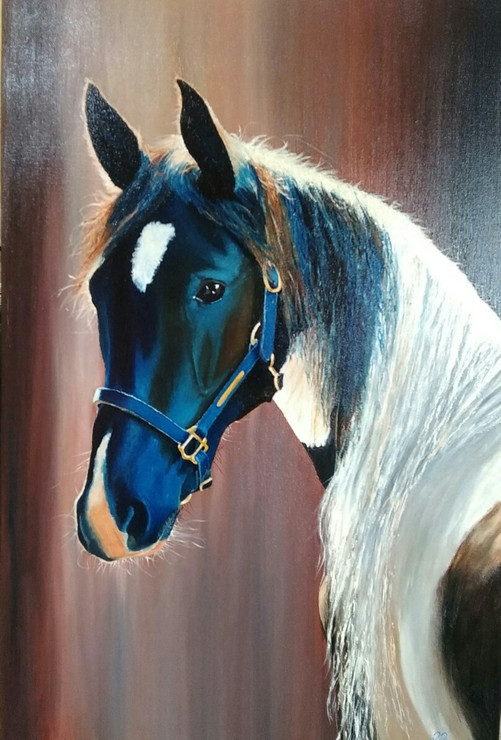 Blue Horse (ART_5052_29492) - Handpainted Art Painting - 24in X 36in