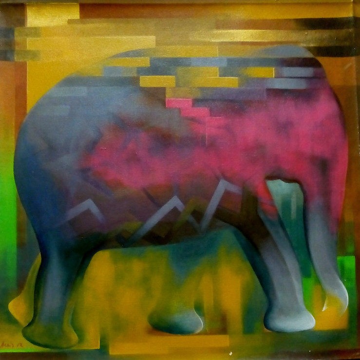 INNER STRUCTURE OF ELEPHANT (ART_4989_29230) - Handpainted Art Painting - 30in X 30in