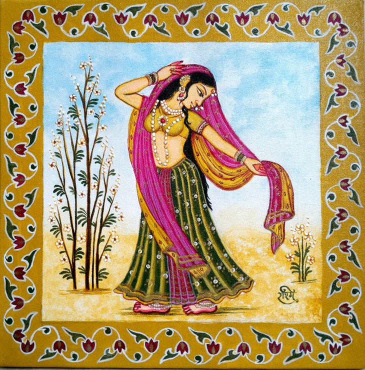 Vasant Bahar (ART_5033_29489) - Handpainted Art Painting - 12in X 12in