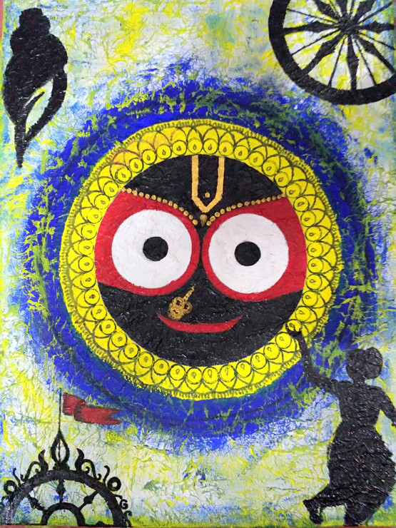 Sri jagnnath the art of odisha (ART_4139_25640) - Handpainted Art Painting - 12in X 16in (Framed)