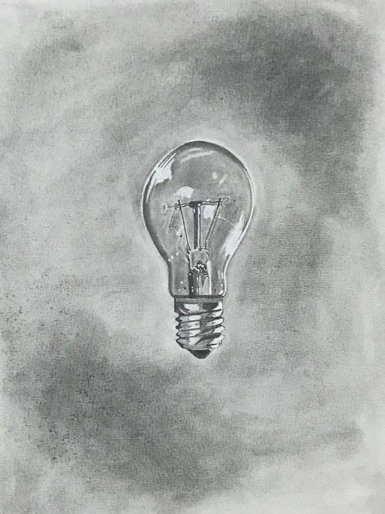 Filament Bulb (ART_5265_30578) - Handpainted Art Painting - 7in X 10in