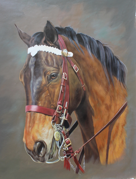 Horse Portrait-1 (ART_3319_30674) - Handpainted Art Painting - 24in X 32in