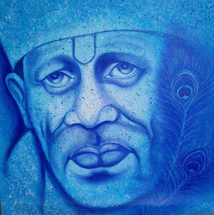 SAI BABA (ART_4698_28192) - Handpainted Art Painting - 36in X 36in