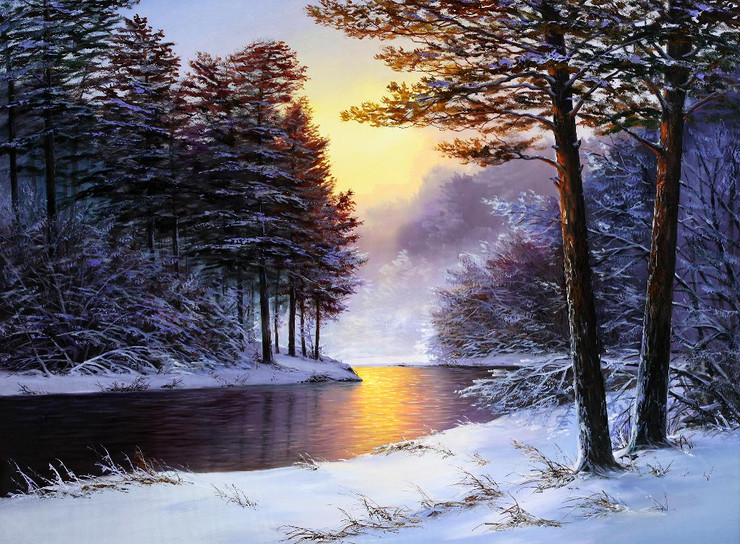 Lake At Snow Forest (PRT_837) - Canvas Art Print - 25in X 19in