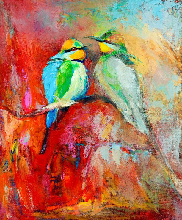 Love Birds (PRT_881) - Canvas Art Print - 15in X 18in