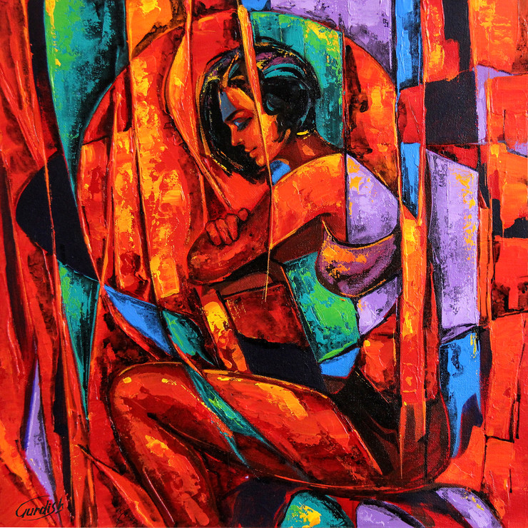 Layers By Layers (ART_2571_31709) - Handpainted Art Painting - 18in X 18in