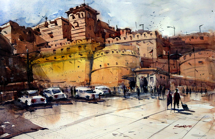 Jaisalmer (ART_5548_32041) - Handpainted Art Painting - 21in X 15in