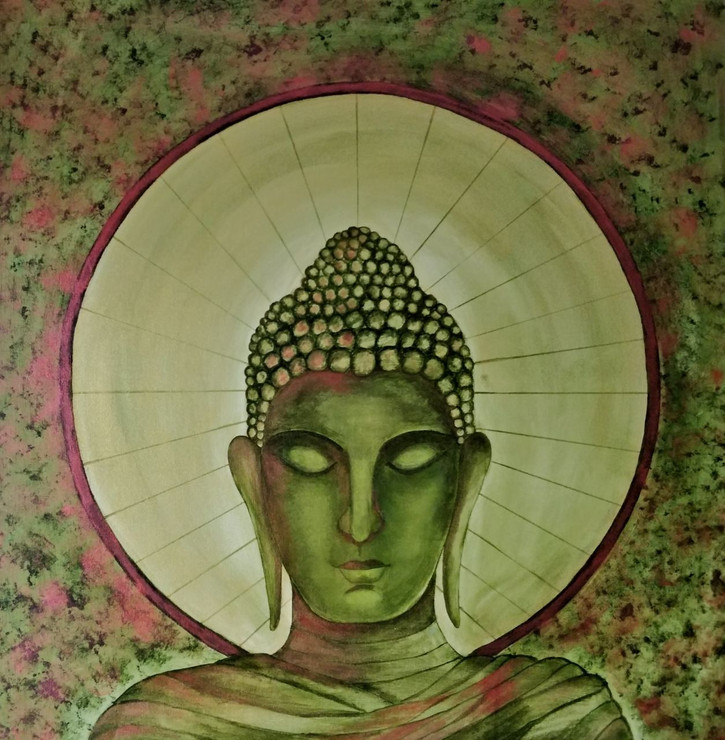 Buddha COLORS OF LIFE AND LOVE by Jagrat Nidhi (ART_4129_25614) - Handpainted Art Painting - 30in X 30in