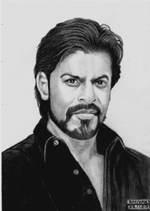 KING OF BOLLYWOOD SHARUKH KHAN (ART_1377_31196) - Handpainted Art Painting - 7in X 10in
