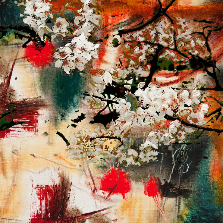 Autumn Flowers Abstract  (PRT_945) - Canvas Art Print - 27in X 27in