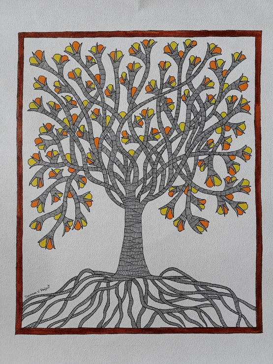 Tree of Life (ART_254_33397) - Handpainted Art Painting - 12in X 15in