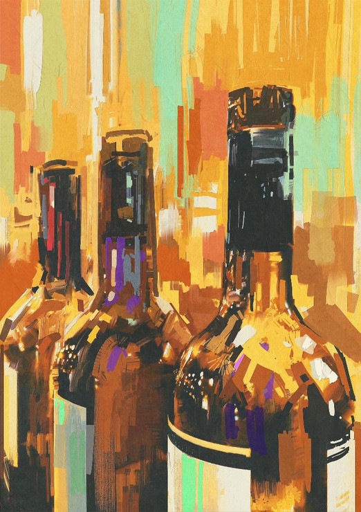 3 Bottles Of Wine (PRT_965) - Canvas Art Print - 17in X 24in