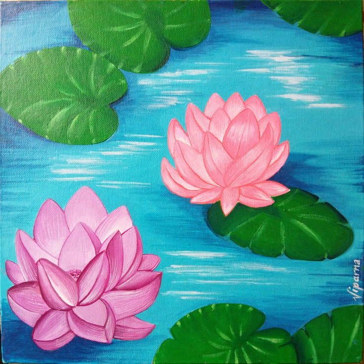 No mud no lotus (ART_4808_33727) - Handpainted Art Painting - 12in X 12in