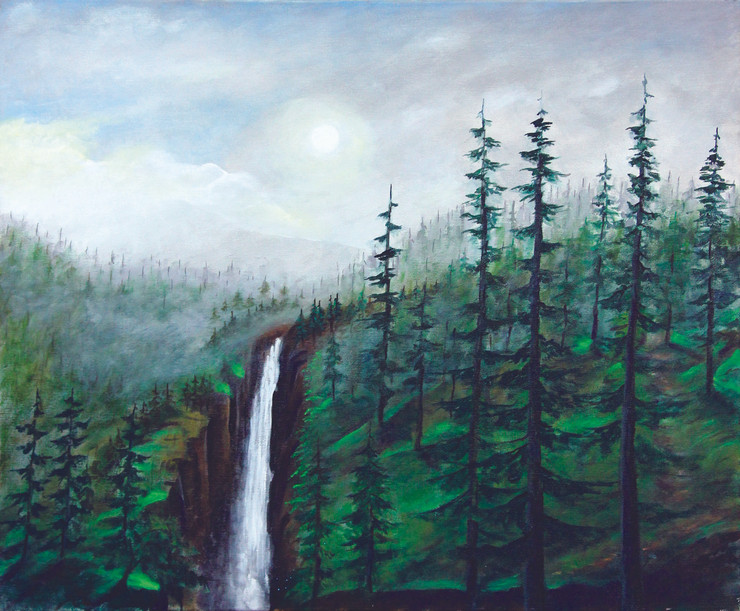 Forest in Kashmir-By J K Mirza (ART_5709_33875) - Handpainted Art Painting - 36in X 30in