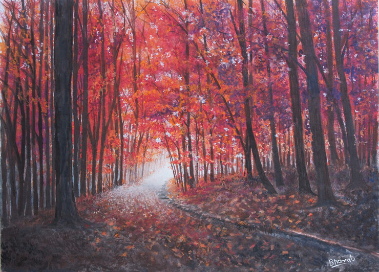 ENDLESS PATH (ART_5717_34015) - Handpainted Art Painting - 14in X 11in